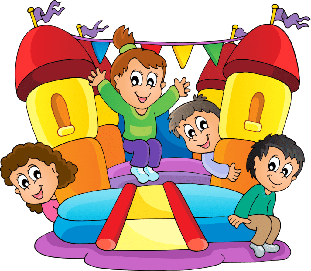 10 Gründe um eine Hüpfburg für deine Kinderparty zu mieten, Kinder spielen auf einer Hüpfburg